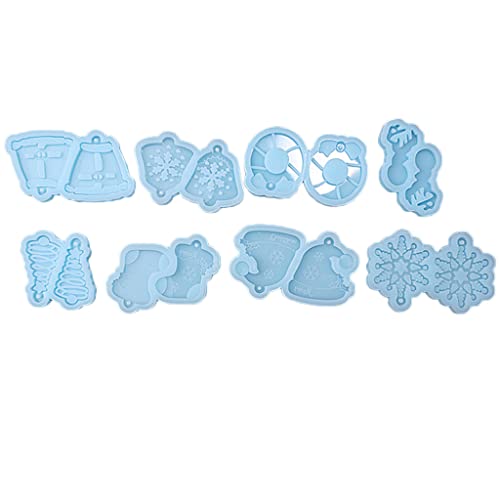 Silikonform für Weihnachten, Ohrringe, Schlüsselanhänger, geeignet für Epoxidharz, zum Basteln, für Anhänger, Ohrringe, Schmuckherstellung, 8 Stück Silikonform für Weihnachten, Ohrringe, Schlüsselanhänger, geeignet für Epoxidharz, zum Basteln, für Anhänger, Ohrringe, Schmuckherstellung, 8 Stück von FackLOxc
