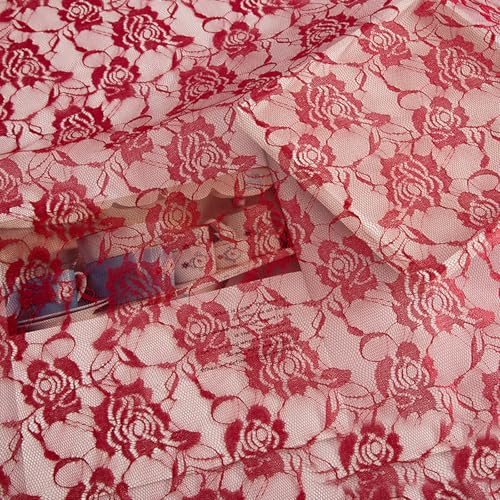Spitzenstoff mit Blumenstickerei, 150 cm breit, Spitzenstoff, Vorhangzubehör für Hochzeitskleid Spitzenstoff mit Blumenstickerei, 150 cm breit, Spitzenstoff, Vorhangzubehör für Hochzeitskleid von FackLOxc