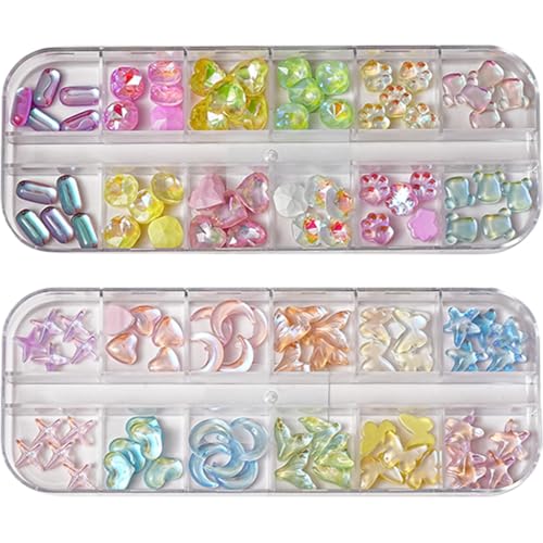 Stern-Nägel, verschiedene Formen, Strass, Nägel, Kunst, Charm, Schmetterlinge, Kristall, Nageldekoration, 2 Stück Stern-Nägel, verschiedene Formen, Strass, Nägel, Kunst, Charm, Schmetterlinge, Kristall, Nageldekoration, 2 Stück von FackLOxc