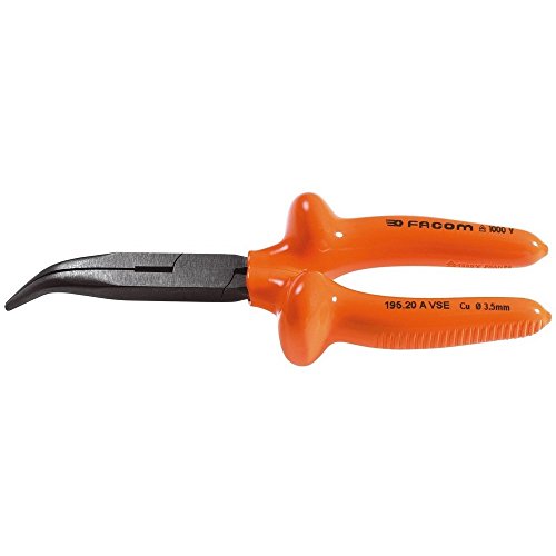 FACOM Zange mit halbrunden Backen extra-lang,gebogen,Länge 200 mm,1000 Volt,, 1 Stück, 195.20AVSE FACOM Zange mit halbrunden Backen extra-lang,gebogen,Länge 200 mm,1000 Volt,, 1 Stück, 195.20AVSE von Facom