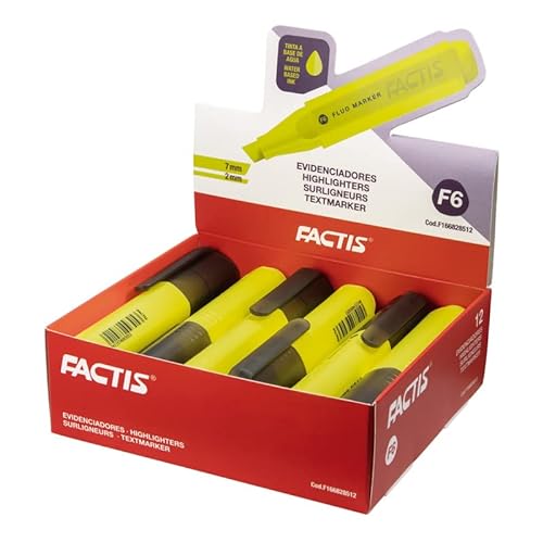 FACTIS® Präsentationsbox, 12 Stück, fluoreszierend, Gelb von Factis