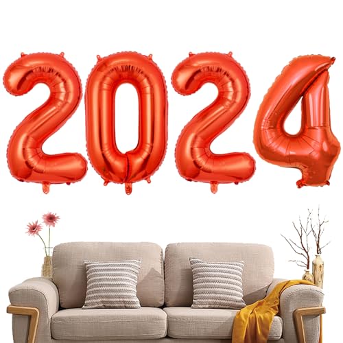 2024 -Ballons, 40 Zoll Zahlenballons, Multifunktionale glänzende große silberne 2024 Luftballons für die Weihnachtsdekoration Facynde von Facynde