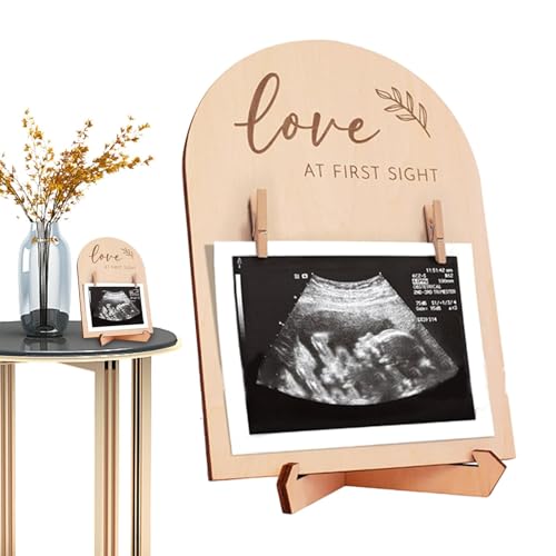 Bilderrahmen für Ultraschallfoto, Baby-Sonogramm-Bilderrahmen - Doppelseitiges Holzschild, moderne Andenkenrahmen,Schwangerschaftsankündigungsrahmen, stabiles Babyankündigungsschild für schwangere Fra von Facynde