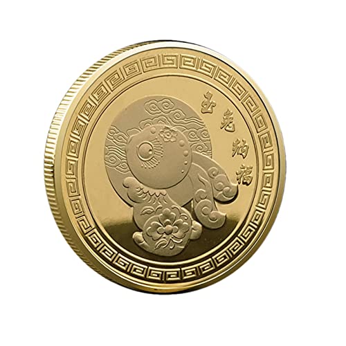 Facynde Chinesische Neujahrs-Herausforderungsmünze Gold Münze Chinese Zodiac Rabbit 2023 Münzen Vergoldeten Gedenkmünzgeschenk, Gold von Facynde