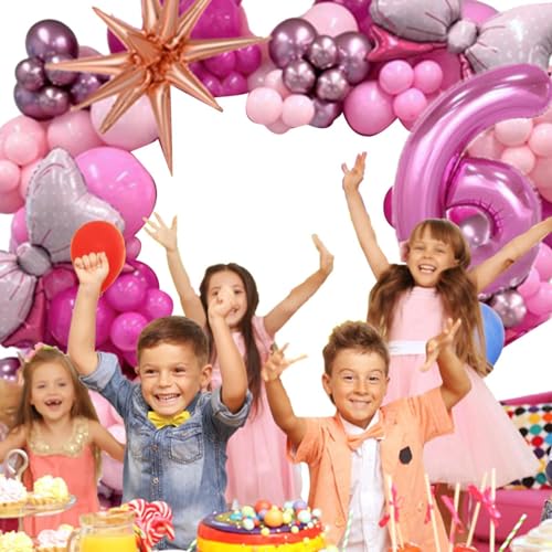 Facynde Rosa Latex-Luftballons-Set, Geburtstags-Luftballons-Dekorationsset - Rosa Schleifen- und Zahlen-Geburtstagsdekorations-Luftballons-Set | Latex-Luftballons in Rosa, rosa von Facynde