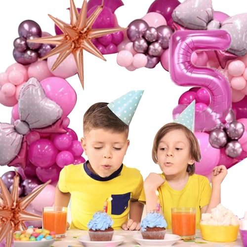 Facynde Rosa Partyballons,Rosa Ballon-Geburtstagsparty-Set | Schleifen-Zahlen-Party-Luftballons-Set für Geburtstagsfeier - Latex-Partyballons, für Hintergrund, Ballonbogen-Set, von Facynde