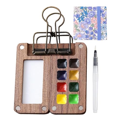 Reise-Aquarellpalette, tragbare Aquarellpalette, Kleines Aquarellfarben-Set aus mit Clip, tragbare mit 8 Feldern zum Zeichnen Reise-Aquarellpalette, tragbare Aquarellpalette, Kleines Aquarellfarben-Set aus mit Clip, tragbare mit 8 Feldern zum Zeichnen von Facynde