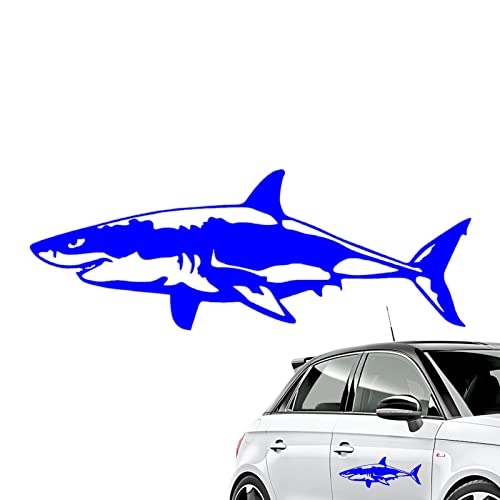 Weißer Hai Auto Aufkleber, Cartoon-Tier-Wandtattoo, Regenfester Hai-Fisch-Aufkleber zur Verwendung auf Laptop, LKW, Motorrad, Wand, glänzend, weiß Facynde von Facynde