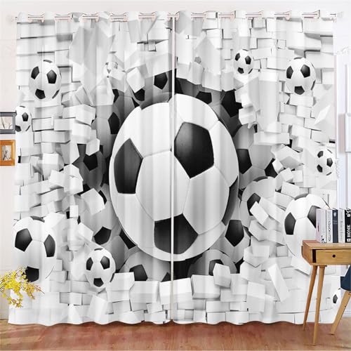 Fadaing Fußball Verdunkelungsvorhänge Für Jungen Sport Fußball Blickdicht Vorhänge Fußball Gardinen Verdunkelungsvorhang Für Schlafzimmer Kinderzimmer (100x140cm(BxH)/ 50x140cmx2,10) von Fadaing
