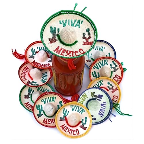 10 Stück Mini-mexikanische Hüte, Mini-Strohhut, mexikanischer Mexikanischer Hut, dekorativer Strohhut für Bierflasche, Party, für Karneval, Party-Dekoration 10 Stück Mini-mexikanische Hüte, Mini-Strohhut, mexikanischer Mexikanischer Hut, dekorativer Strohhut für Bierflasche, Party, für Karneval, Party-Dekoration von Fadcaer