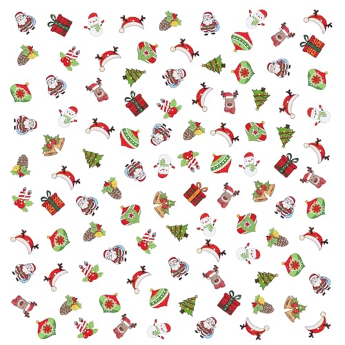 100 Stück Weihnachtsknöpfe aus Holz, gemischt, dekorativ, Weihnachten, flache Rückseite, für Handwerk, Weihnachten, Nähen, Strümpfe, DIY, Dekoration, handgefertigte Geschenke 100 Stück Weihnachtsknöpfe aus Holz, gemischt, dekorativ, Weihnachten, flache Rückseite, für Handwerk, Weihnachten, Nähen, Strümpfe, DIY, Dekoration, handgefertigte Geschenke von Fadcaer