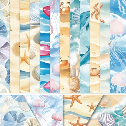 24 Blatt Scrapbooking-Kartonpapier, Strand und Ozean, 15,2 x 15,2 cm, Papierblöcke für Scrapbooking, dekoratives Kartenpapier für Scrapbooking, Fotoalbum, Kunst, Handwerk, Geschenkkarten (Strand, 15,2 von Fadcaer