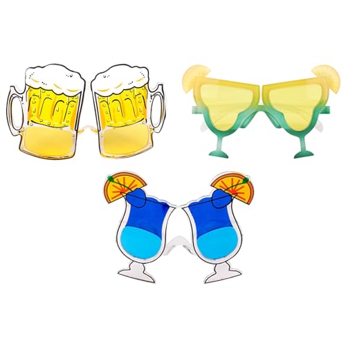 3 Partybrillen Aloha, Bierbrille, Hawaiianische Sonnenbrille, Party-Sonnenbrille, tropische Sonnenbrille, Requisiten, Fotoautomat, Sommerparty, für Erwachsene, Kinder, Partyzubehör von Fadcaer