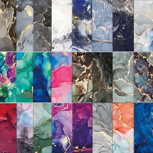 48 Blatt Marmorierte Ader Scrapbooking Papier 24 Motive Aquarellmotiv Dekorpapier Bastelpapier Block mit Muster 6 "X 6" Decoupage Papier Vintage Dekorativ Motivpapier für DIY Kartenherstellung Basteln von Fadcaer