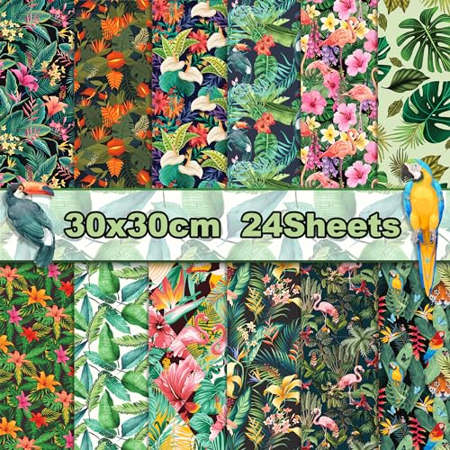 Aloha Scrapbooking-Papier, tropische Pflanzen, dekoratives Papier, doppelseitig, grün, Bastelpapier, Blätter, Kartonpapier, DIY, buntes Kartonpapier für Notizbücher, Hintergrundbedarf, 24 Blatt Aloha Scrapbooking-Papier, tropische Pflanzen, dekoratives Papier, doppelseitig, grün, Bastelpapier, Blätter, Kartonpapier, DIY, buntes Kartonpapier für Notizbücher, Hintergrundbedarf, 24 Blatt von Fadcaer