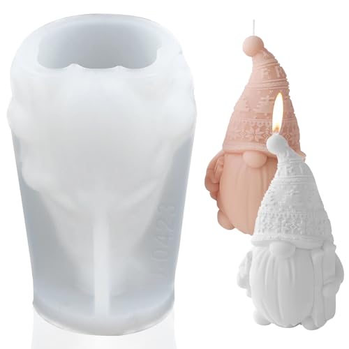 Fadcaer 3D-Weihnachts-Kerzenform, DIY-Wichtelformen, Silikon-Zwergform, Aromatherapie, Gips, Epoxidharz-Bastelgussform (Stil A) von Fadcaer