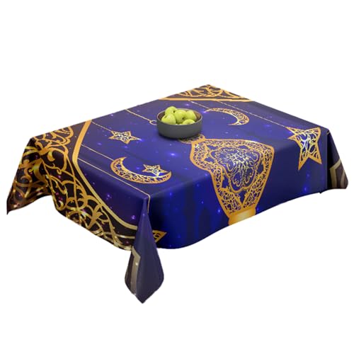 Fadcaer Eid Mubarak Tischtuch, 140 * 180cm Ramadan Star Moon Party Tischtuch Rechteckig Wasserdichtes Tischtuch für Eid Ramadan Küche Tischdekorationen Muslimische Party Zubehör Fadcaer Eid Mubarak Tischtuch, 140 * 180cm Ramadan Star Moon Party Tischtuch Rechteckig Wasserdichtes Tischtuch für Eid Ramadan Küche Tischdekorationen Muslimische Party Zubehör von Fadcaer