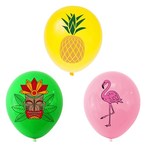 Hawaii Party Ballons Deko,18 Stück Hawaiianische Tropische Latex Luftballons,12 Zoll Flamingo Ananas Palmblätter Sommerparty Deko Luftballon,Rosa Grüne Gelb Hawaii Aloha Luftballons für Strandparty von Fadcaer