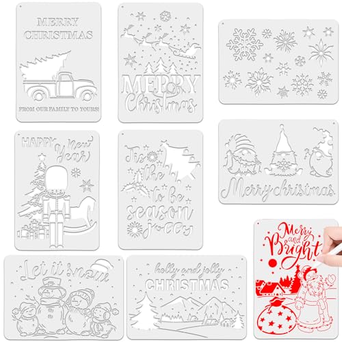 Malschablonen für Weihnachten, 9 Stück, Weihnachts-Schablone, wiederverwendbar, für Scrapbooking, Weihnachtskarten, DIY, Fenster und Wände, Weihnachtsdekoration Malschablonen für Weihnachten, 9 Stück, Weihnachts-Schablone, wiederverwendbar, für Scrapbooking, Weihnachtskarten, DIY, Fenster und Wände, Weihnachtsdekoration von Fadcaer
