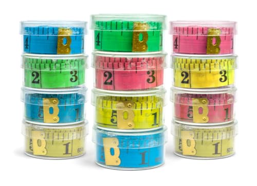 Faden & Nadel® 12er Set, 12 Bunte Schneider Maßbänder, je 150 cm (mit Zentimeter und Zoll Skala) von Faden & Nadel
