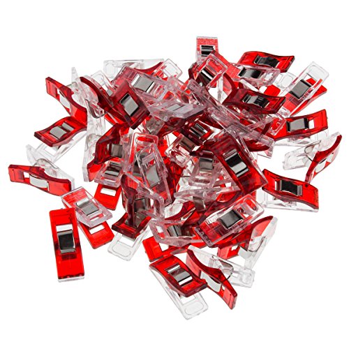 Faden & Nadel Premium Stoffklammern - 50 Wonder Clips - 27 mm x 10 mm - Rot - Langlebiger Kunststoff von Faden & Nadel
