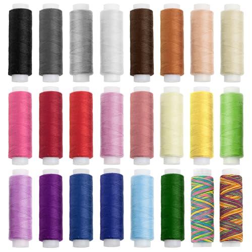 Nähgarn-Set: 24 Rollen Nähgarn für die Nähmaschine in verschiedenen Trend- und Standardfarben; aus 100% Polyester; Länge: je 100 m von Faden & Nadel