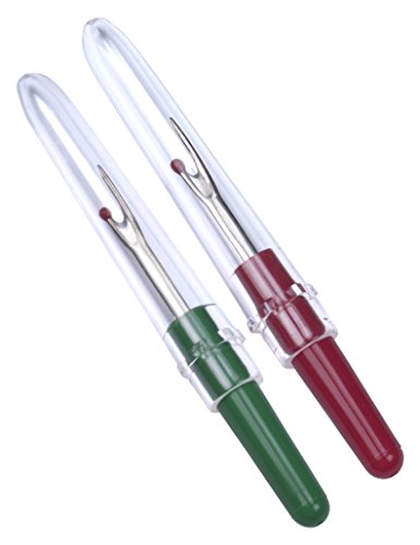 Faden & Nadel Nahttrenner Set: 2 Nahttrenner, 8,5 cm lang, mit Schutzkappe, in Rot und Grün von Faden & Nadel