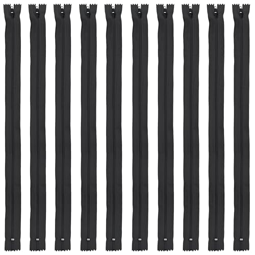 Faden & Nadel Reißverschluss Set: 10 Nylon Reißverschlüsse, nicht teilbar, 40 cm lang, dunkelgrau von Faden & Nadel