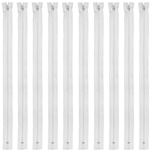 Faden & Nadel Reißverschluss Set: 10 Nylon Reißverschlüsse, weiß, nicht teilbar, 70 cm lang von Faden & Nadel