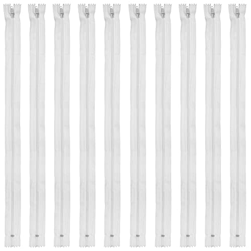 Faden & Nadel Reißverschluss Set: 10 Nylon Reißverschlüsse, nicht teilbar, 40 cm lang, weiß von Faden & Nadel