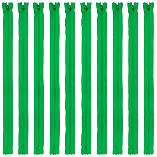Faden & Nadel Reißverschluss Set: 10 Nylon Reißverschlüsse, grün, nicht teilbar, je 40 cm lang von Faden & Nadel
