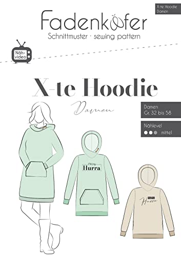 Papierschnittmuster X-te Hoodie Damen von Fadenkäfer