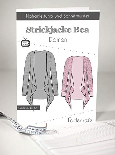 Schnittmuster und Nähanleitung - Damen Strickjacke - Bea Schnittmuster und Nähanleitung - Damen Strickjacke - Bea von Fadenkäfer