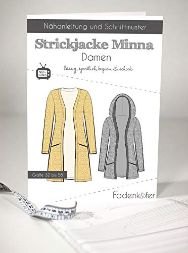 Schnittmuster und Nähanleitung - Damen Strickjacke - Minna 32 bis 58 Schnittmuster und Nähanleitung - Damen Strickjacke - Minna 32 bis 58 von Fadenkäfer