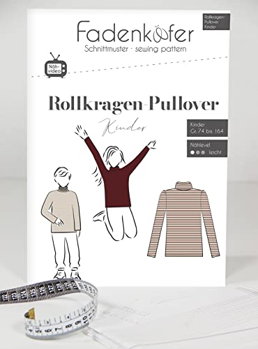 Schnittmuster und Nähanleitung - Kinder Rollkragenpullover von Fadenkäfer