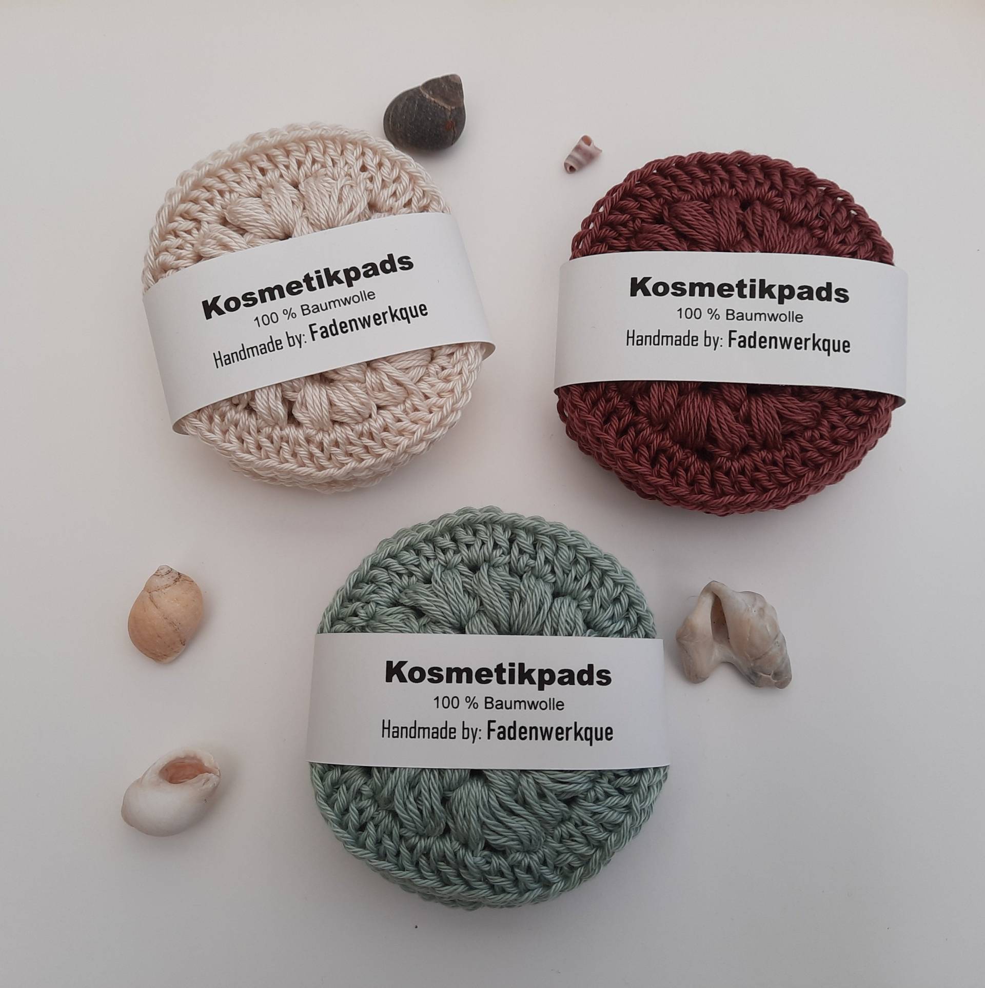 Nachhaltige Kosmetikpads/Abschminkpads Aus Baumwollgarn, Versch. Farben, 4Er Pack Nachhaltige Kosmetikpads/Abschminkpads Aus Baumwollgarn, Versch. Farben, 4Er Pack von Fadenwerkque