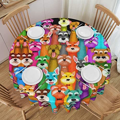 Faduni Runde Tischdecke mit Hundemotiv – 152,4 cm, waschbar, Polyester, dekorative Tischdecke für Küche, Esstisch, Partys, Camping von Faduni