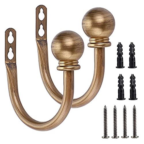 Faeymth Set Aus 2 Dekorativen Vorhanghaltern Aus Metall, Wandmontierte FenstervorhäNge für Schlafzimmer, mit Schrauben, Bronze Faeymth Set Aus 2 Dekorativen Vorhanghaltern Aus Metall, Wandmontierte FenstervorhäNge für Schlafzimmer, mit Schrauben, Bronze von Faeymth