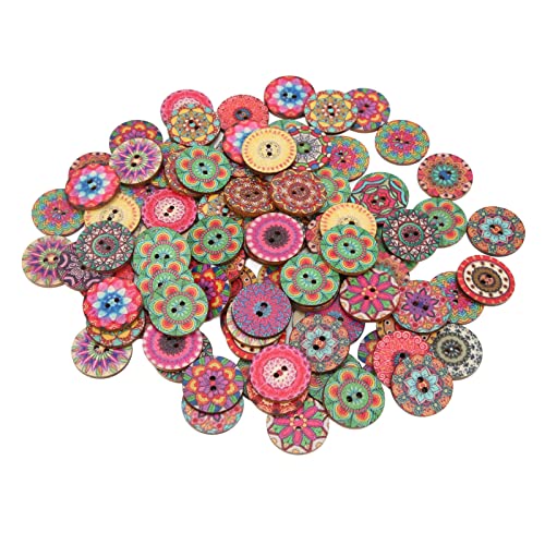 100pcs Holzknöpfe, Zusammengesetzte Holzholzknopf Retro -Knöpfe für Schulhandwerksprojekte Holzknöpfe Zum Nähen von Handwerk für Sammelalbum von Fafeicy