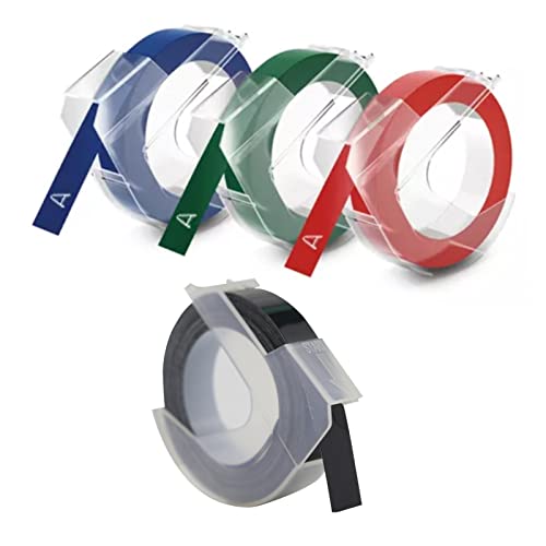 4 Stück 9 Mm Universal-Etikettenband, Farbband, Etikettenband, Blau, Rot, Grün, Schwarzer Hintergrund von Fafeicy