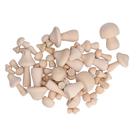 40pcs Unvollendete Hölzerne Pilzpilz Unfertiger Holzpilz, Holzpilz -Set Holzpilz -Set Unbemalte Natürliche Holzpilzdekoration für DIY -Dekoration von Fafeicy