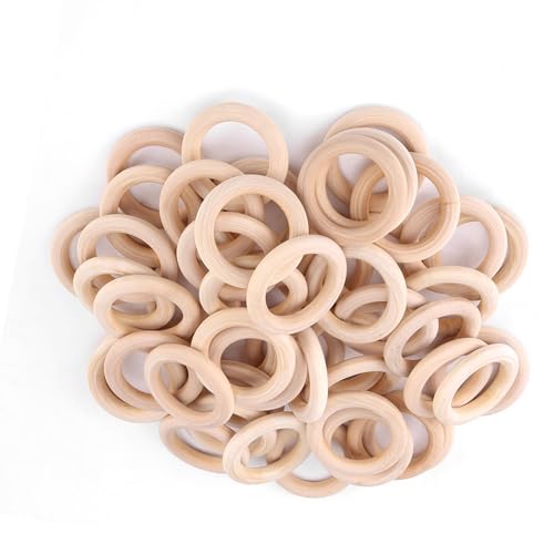 50pcs Unfertige Holzringe Holzhandwerksschleife DIY -Holzhandwerkskreise für Viele Projekte 50pcs Unfertige Holzringe Holzhandwerksschleife DIY -Holzhandwerkskreise für Viele Projekte von Fafeicy