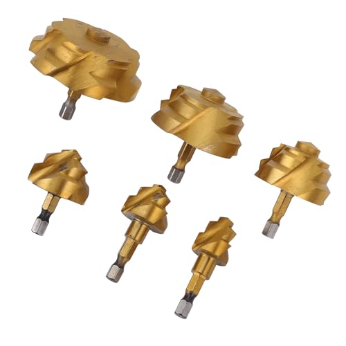 6 Stück PPR Heben Gestufte Bohrer Set 20 25 32 40 50 63mm, Hohe Konzentration Fähigkeit, Verbesserte Härte, Rohr-Reih Bohrer, Breite Anwendung, Ti Plattiert, Hex Shank von Fafeicy