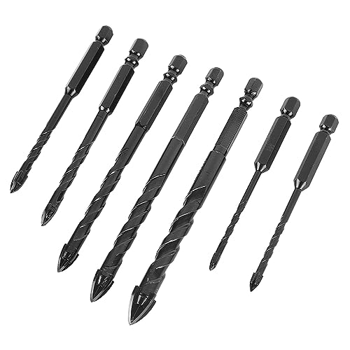 7-teiliges 3-12-mm Steinbohrer-Set, 4-schneidiges Spiral-Kreuzbohrer-Set aus Legierung mit Sechskant-Design, mit Aufbewahrungsbox von Fafeicy