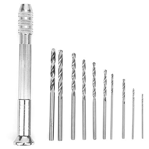 Aluminiumlegierung Hand -Drehbohrmaschine mit 10 Bohrbits, Zum Modellieren, Zum Bohren von Holz, Plastik, für Pipalbaumsamen, Knochenhorn, Olivenkern, Walnuss usw. von Fafeicy