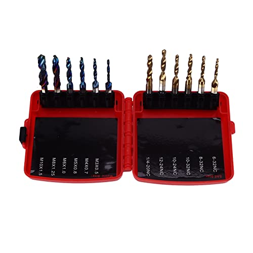 Fafeicy 12 -pcs Kombinierte Tap -Bohrer -Bit -Set HSS Metrik Blue Plating Imperial Ti Plated 1/4in Hex Shank von Fafeicy
