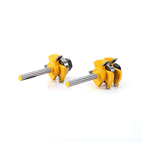 Fafeicy 2pcs Set Shank Matched Tshape Wood 3/4in 1/4in Shank 3 Zähne Router Bit Zum Herstellen Einer Schublade oder Anderer Holzbearbeitung von Fafeicy