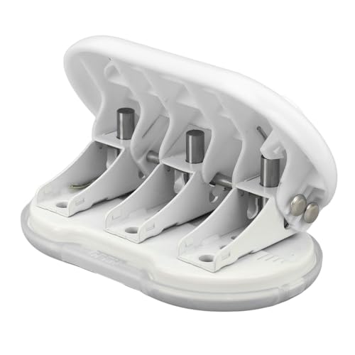 Fafeicy 3 Loch Puncher Compact Handheld Paper Punch Pitchient Manual Stanzmaschine für Zuhause und Büro, ABS -Metallmaterial (WHITE) von Fafeicy