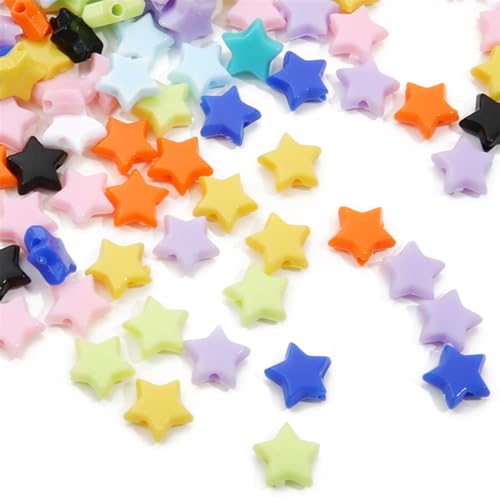 Fafeicy 50pcs Star Perlen Acrylhalterungsperlen für DIY -Schmuck Herstellung Niedlicher Stern Loser Akzente für Armbänder Halsketten Bastelzubehör (Zufällige Mischfarbe) von Fafeicy