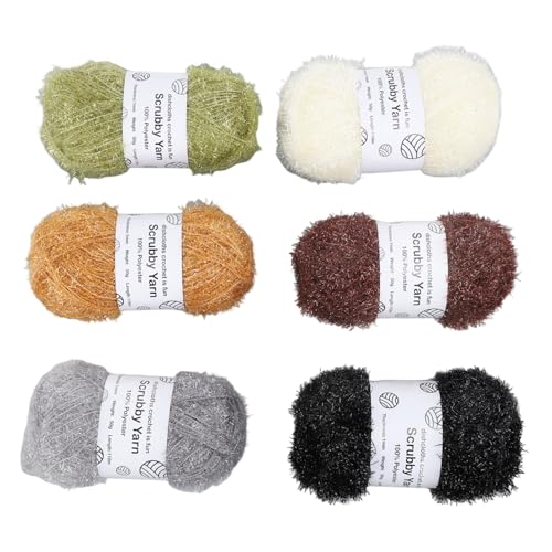 Fafeicy 6 Brötchen Funkeln Steuerte Garn für Geschirrtücher Farbenfrohe und Langlebige Strickgarn für Taschen, Wohnkultur- und Handwerksprojekte von Fafeicy